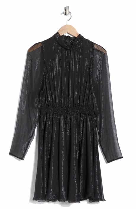Longchamp Sheer Sleeve Silk Blend Dress
