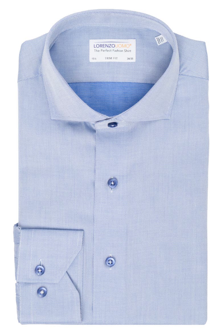 Trim Fit Cotton Dress Shirt, Alternate, color, COASTAL BLUE