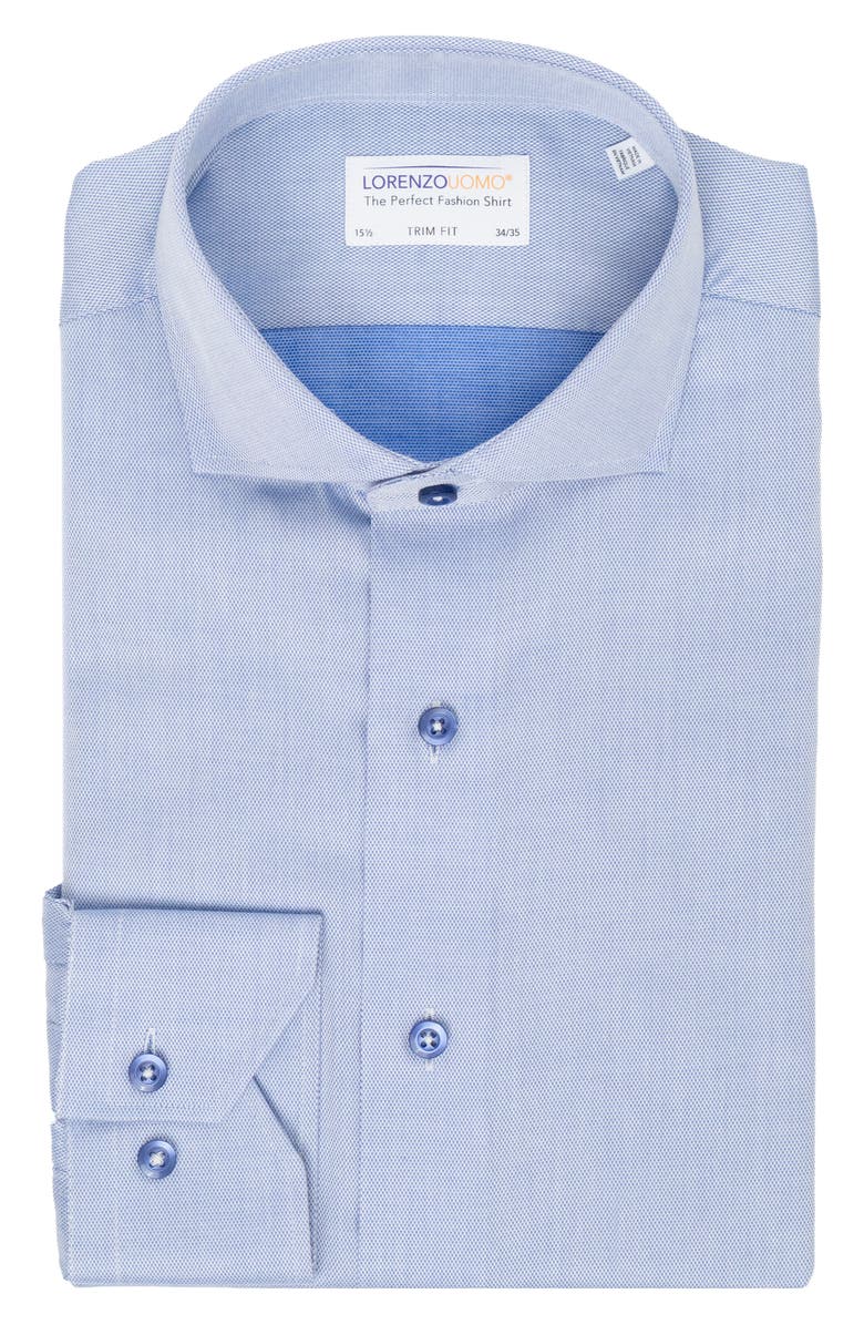 Lorenzo Uomo Trim Fit Cotton Dress Shirt, Alternate, color, Coastal Blue