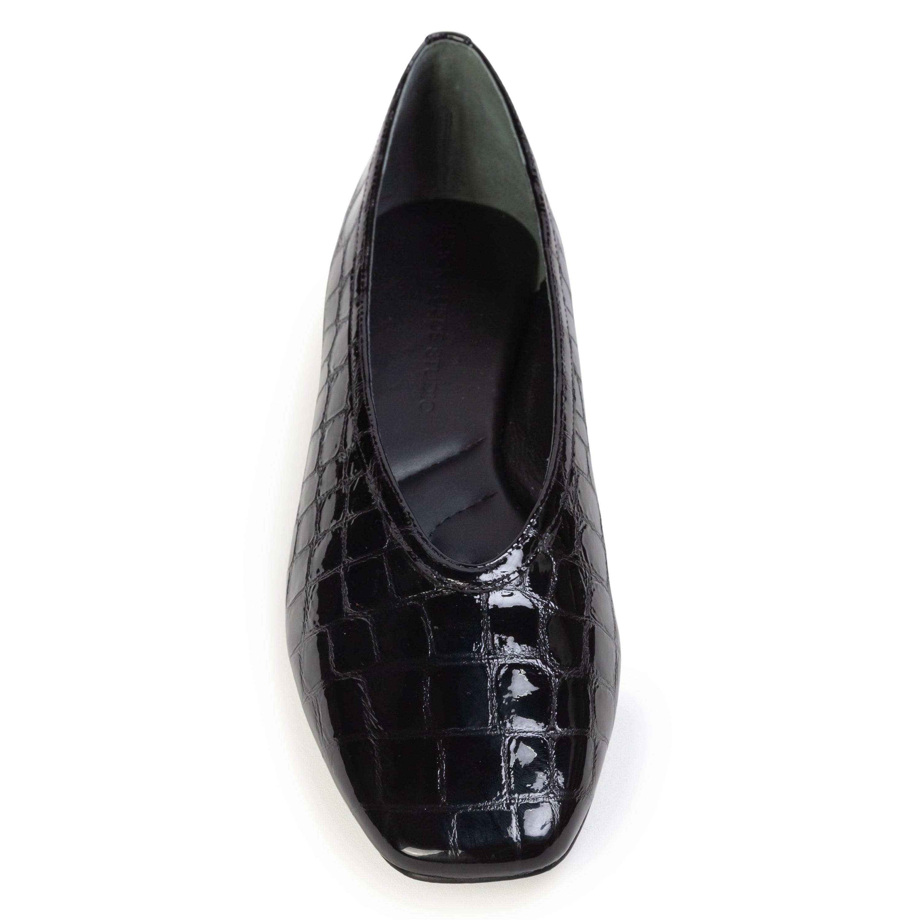 Ayra Croc Ballerina, Alternate, color, Black Croc Patent Leather