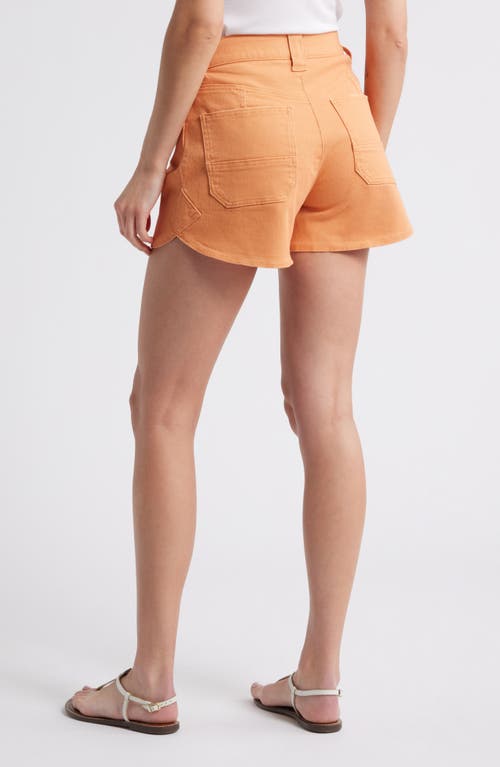 Wit & Wisdom Skyrise High Waist Dolphin Hem Denim Shorts In Orange