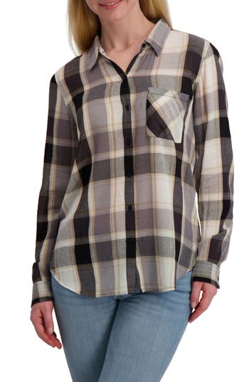 Lucky Brand Plaid Button-up Shirt In Black
