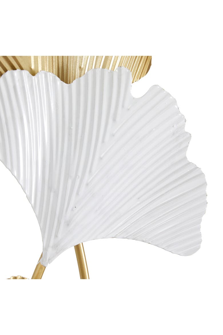 White Meatal Leaf Sculpture, Alternate, color, WHITE