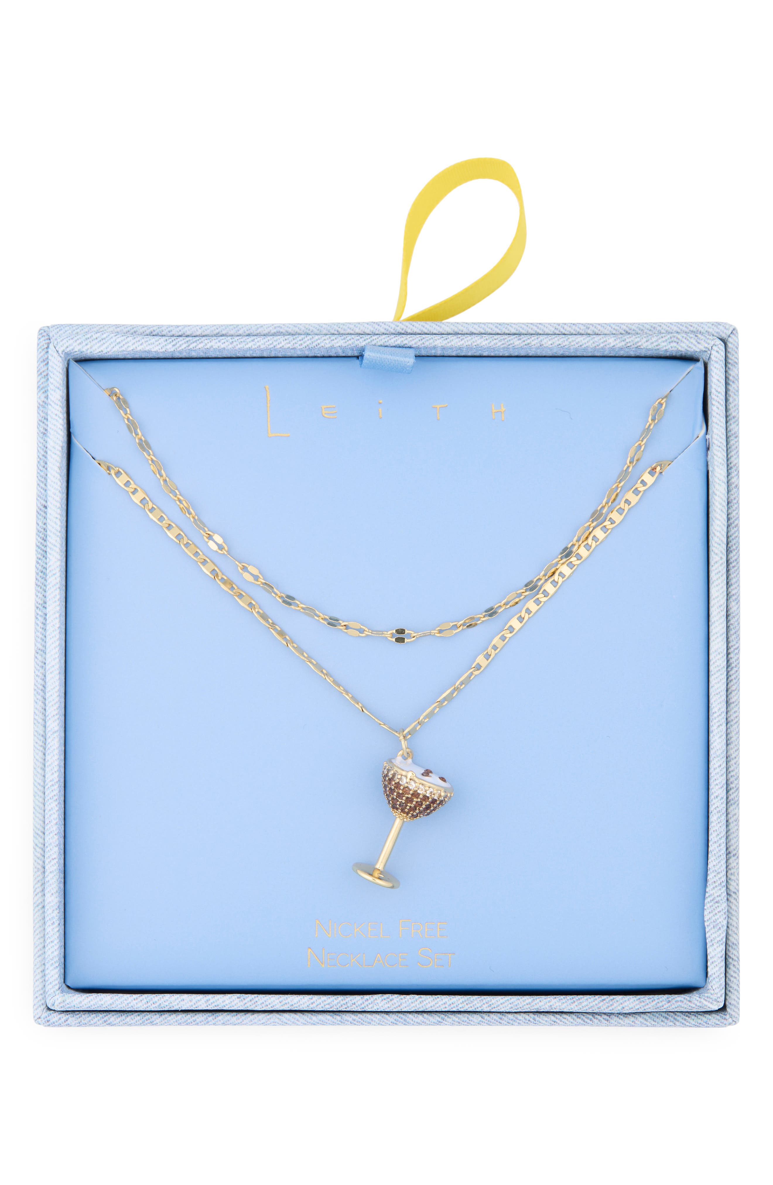 Leith Espresso Martini Pendant Layered Chain Necklace