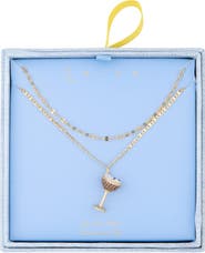 Leith Espresso Martini Pendant Layered Chain Necklace