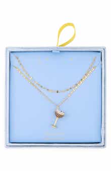 Leith Espresso Martini Pendant Layered Chain Necklace