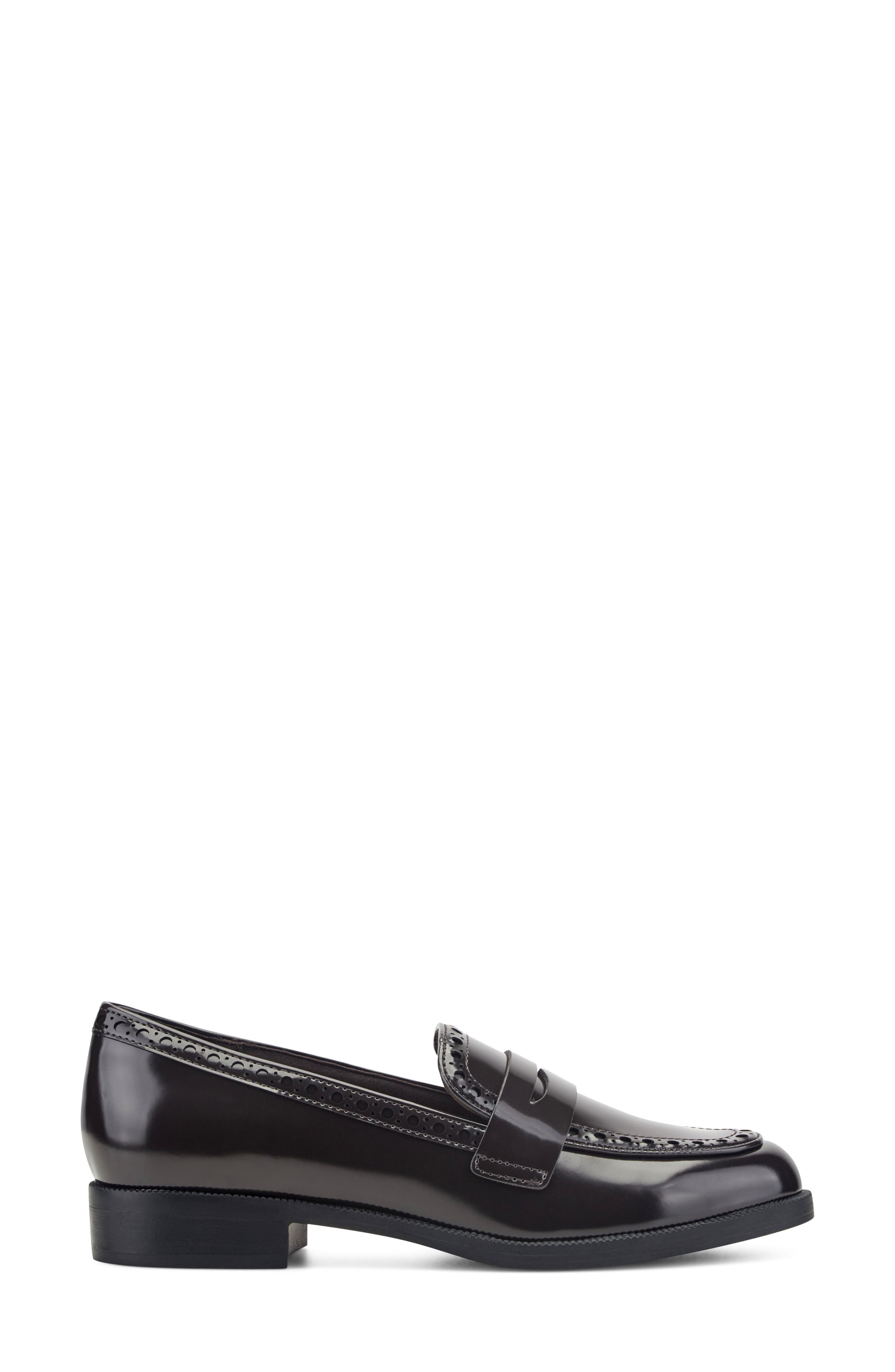 Ori Faux Leather Penny Loafer, Alternate, color, DARK BROWN