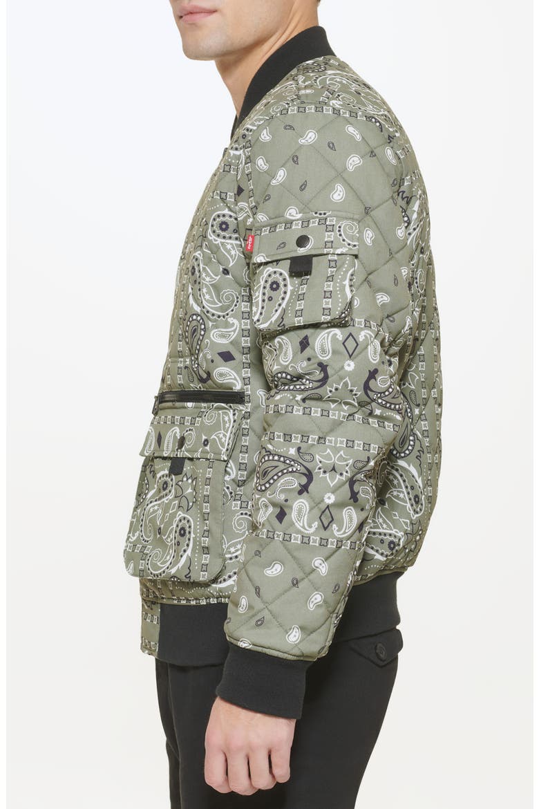 Quilted Zip Up Bomber Jacket, Alternate, color, OLIVE