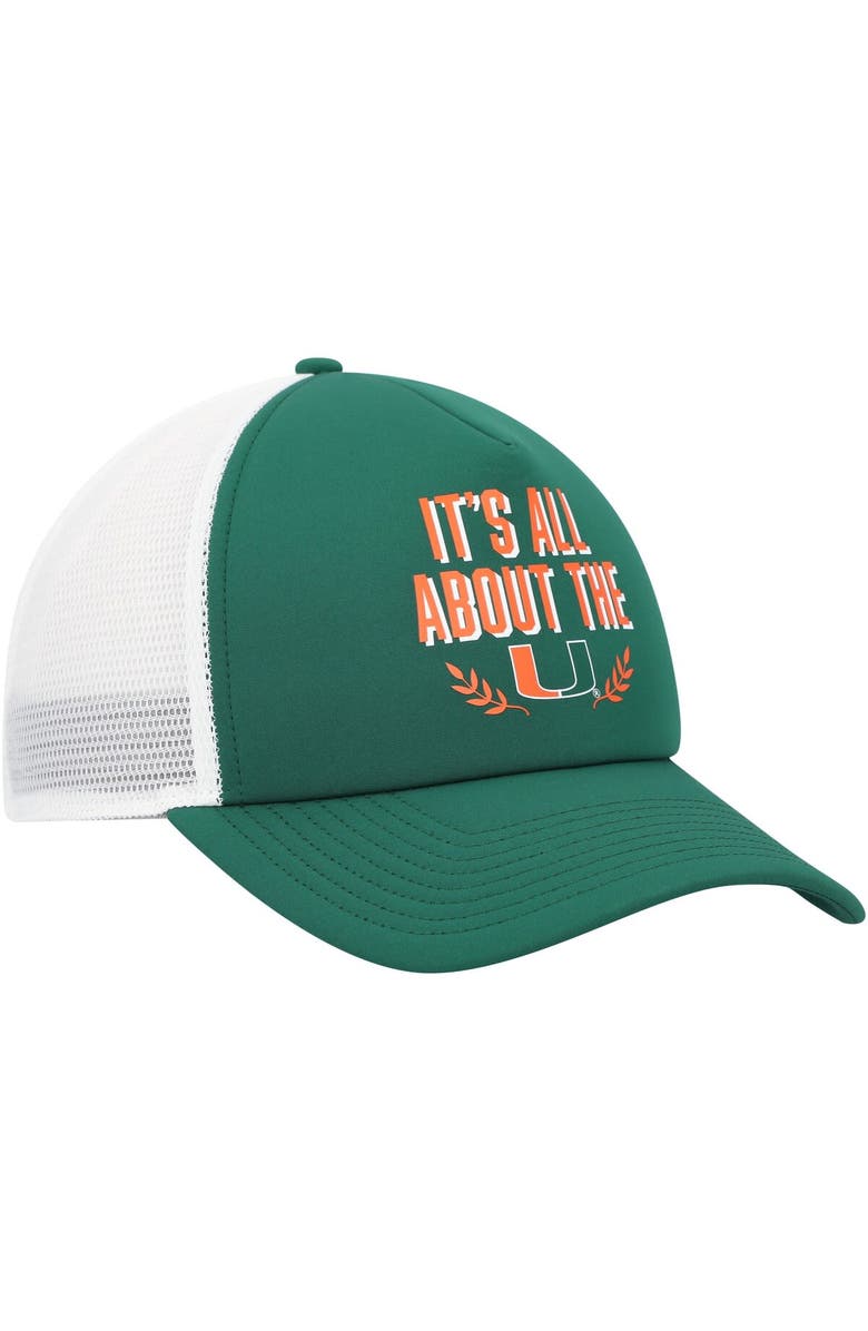 adidas Men's adidas Green Miami Hurricanes Phrase Foam Front Trucker Adjustable Hat, Alternate, color, 