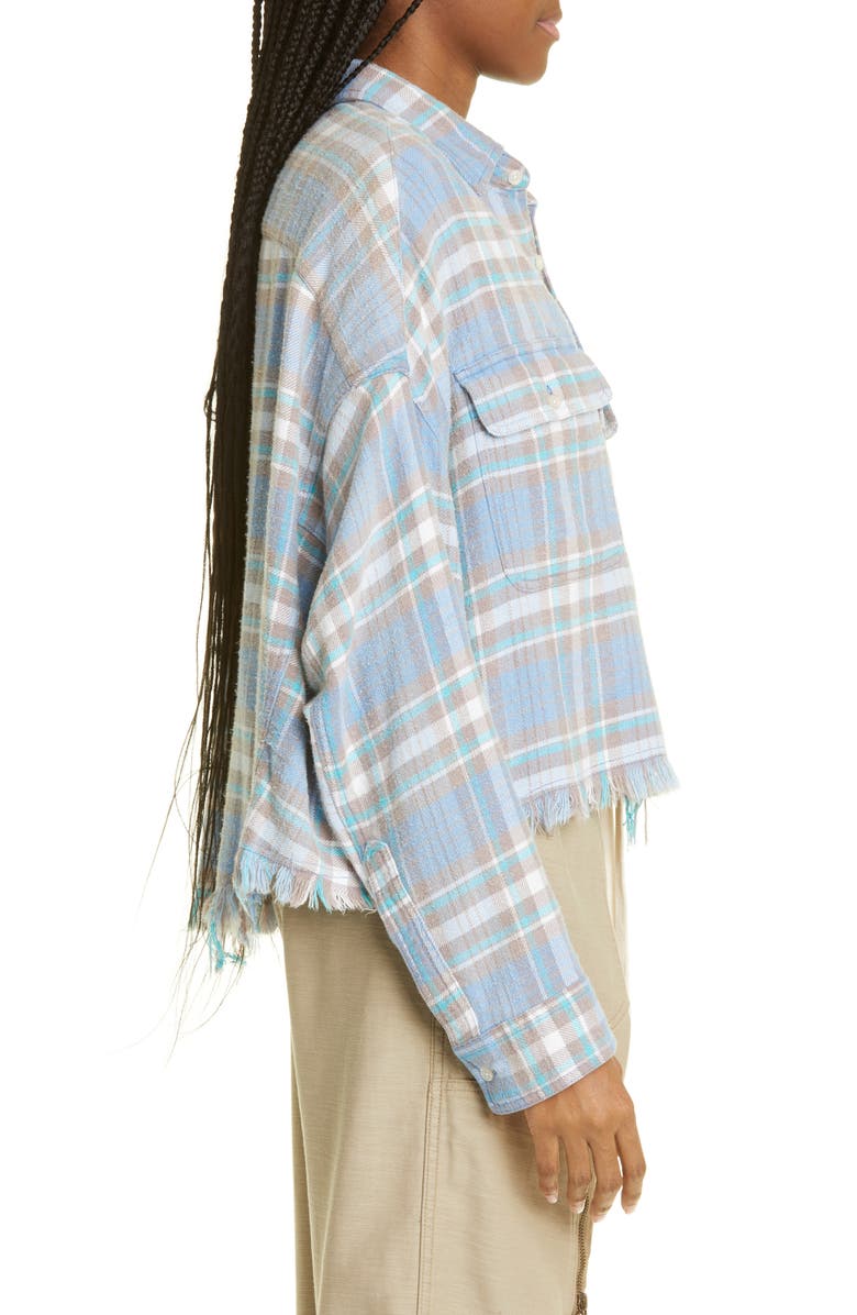 R13 Plaid Cotton Flannel Crop Work Shirt, Alternate, color, 