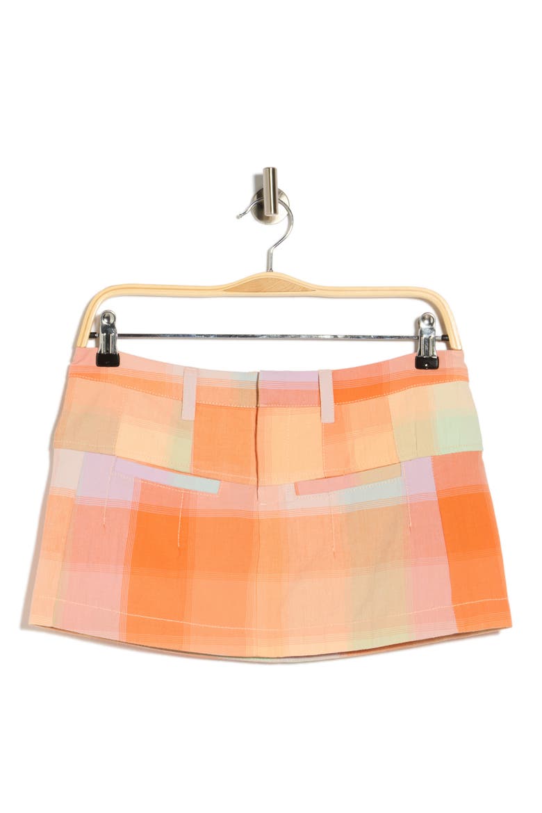 Mille Fleur Madras Miniskirt, Main, color, PEACH