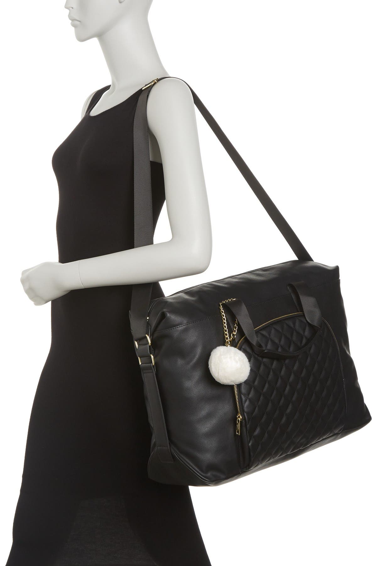 Madden Girl Nylon Quilted Weekend Bag, Main, color, 