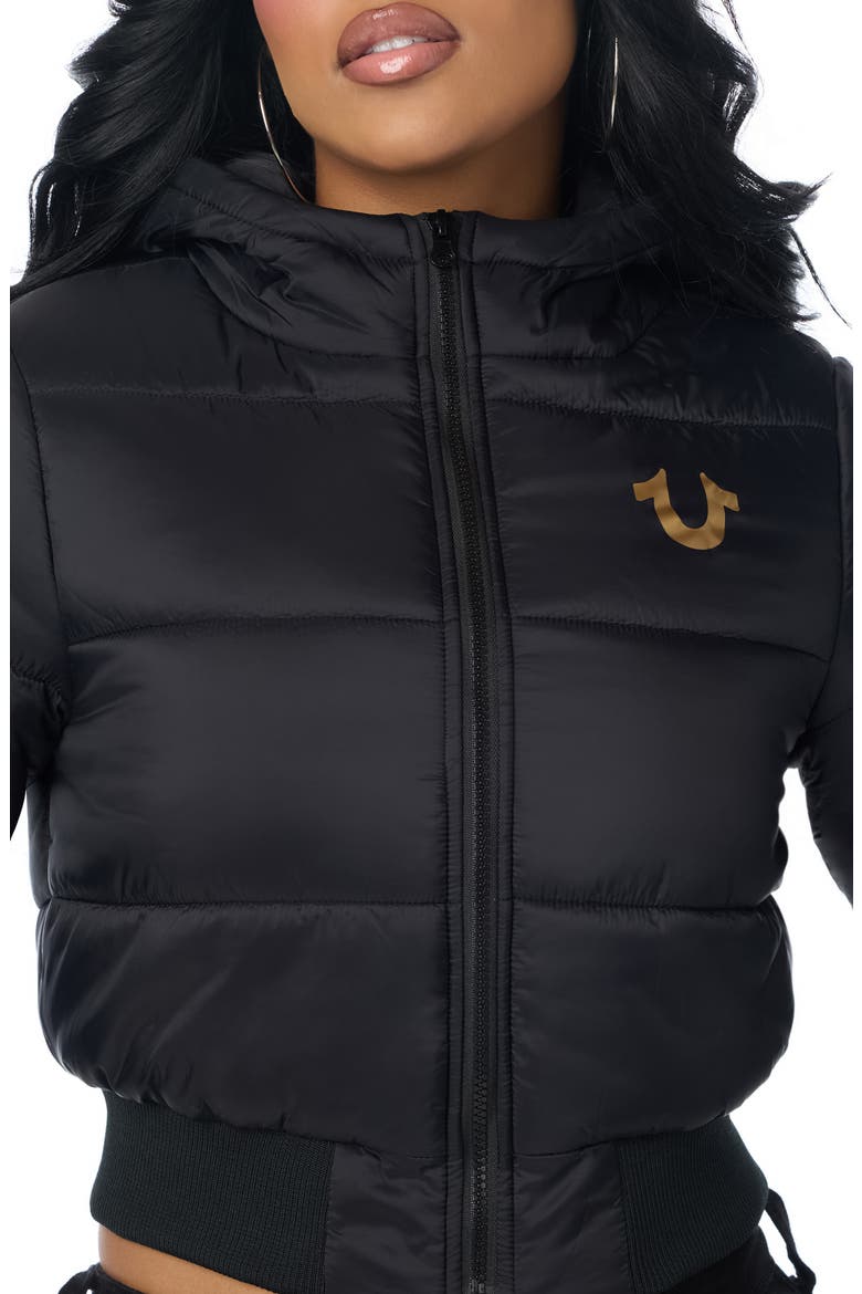 Hooded Cropped Puffer Jacket, Alternate, color, JET BLACK