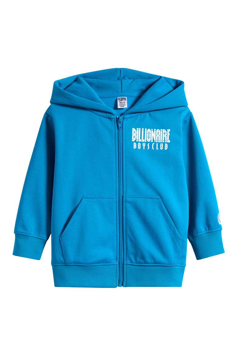 Kids' Straight Font Logo Zip Hoodie, Main, color, BLUE DANUB