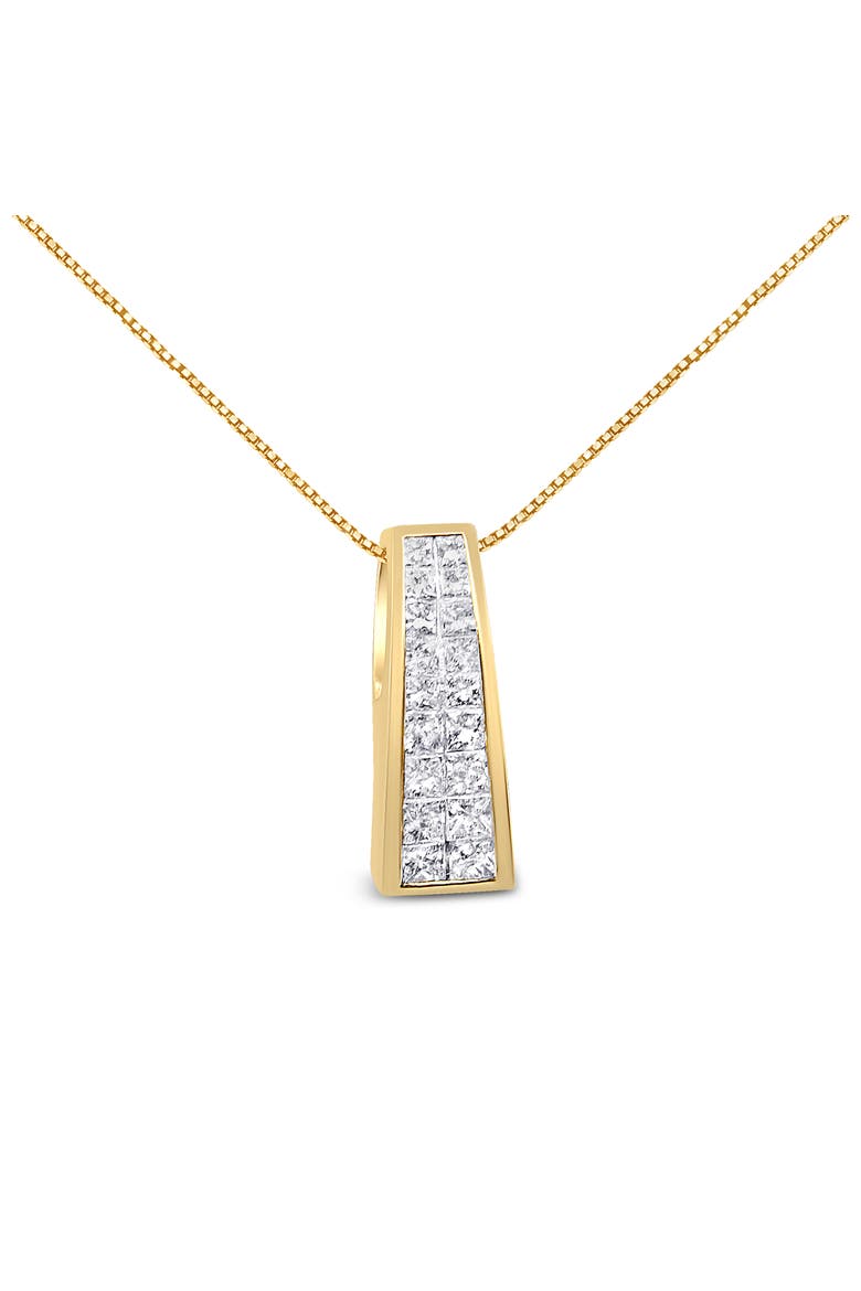 14K Yellow Gold 1 1/2 cttw Princess Cut Diamond Greek Column Pendant Necklace, Main, color, Yellow