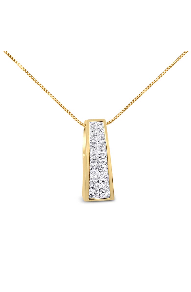 Haus of Brilliance 14K Yellow Gold 1 1/2 cttw Princess Cut Diamond Greek Column Pendant Necklace, Main, color, Yellow