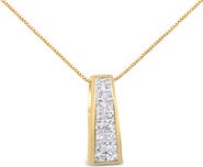 Haus of Brilliance 14K Yellow Gold 1 1/2 cttw Princess Cut Diamond Greek Column Pendant Necklace