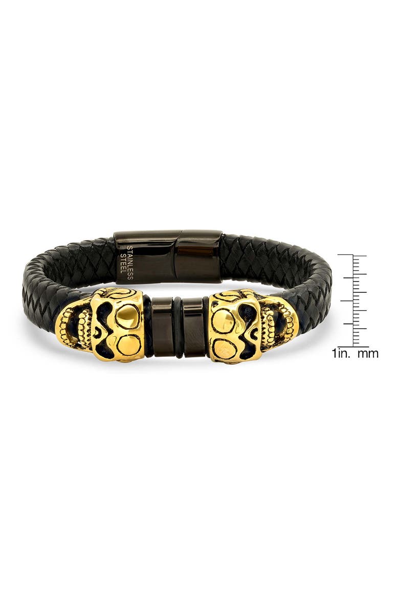 Men's Braided Leather Bracelet, Alternate, color, GOLD