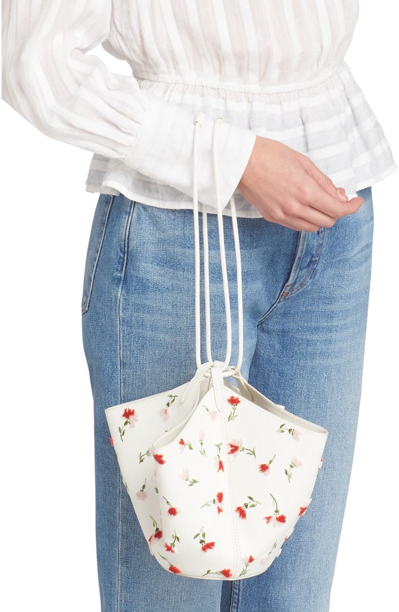 Khaite Mini Lotus Floral Embroidered Leather Tote, Alternate, color,