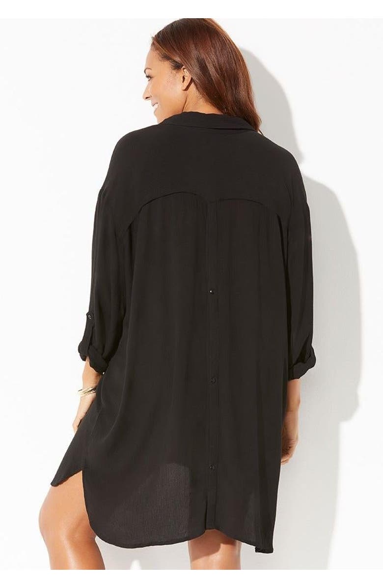 Swimsuits for All Shea High-Low Button Front Cover Up Shirt, Alternate, color, 