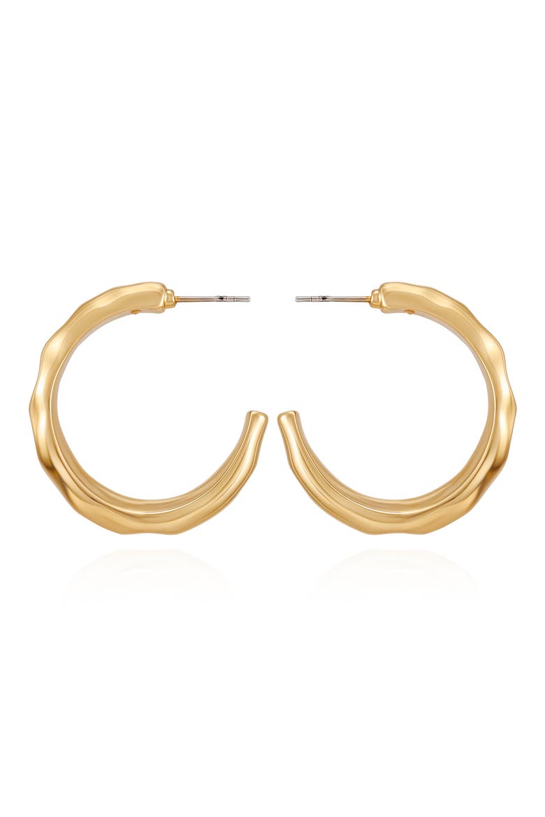 Wavy C Hoop Earrings, Alternate, color, GOLD TONE