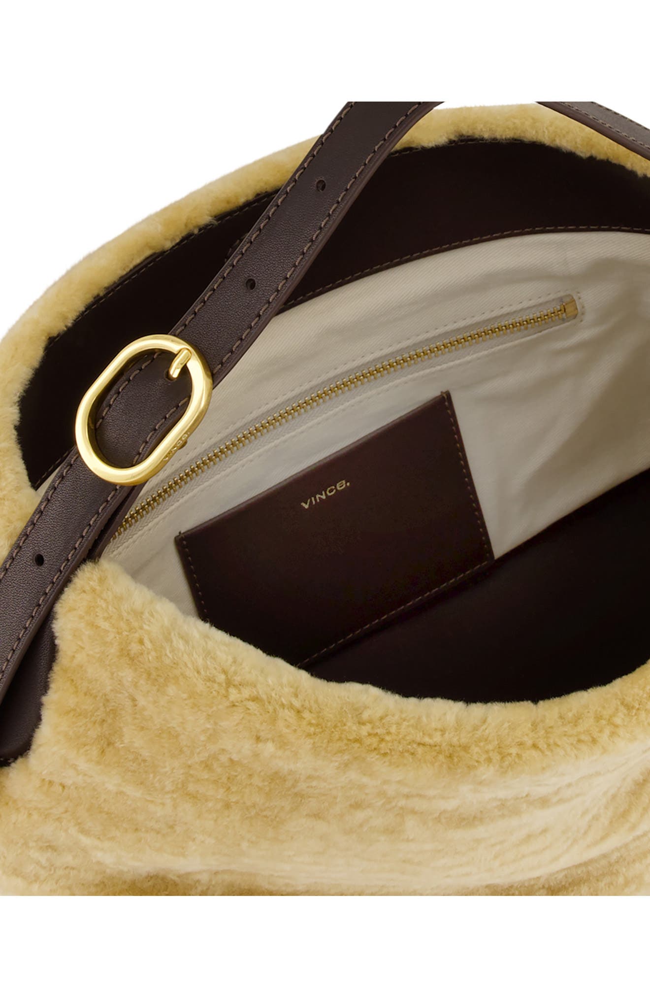 Vivian Small Genuine Shearling Hobo Bag, Alternate, color, CREAM