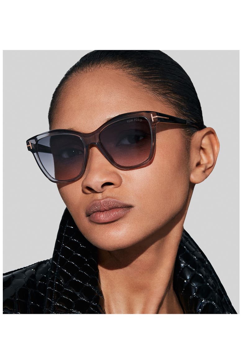 Lucia 54mm Gradient Square Sunglasses, Alternate, color, SHINY GREY BLACK / SMOKE