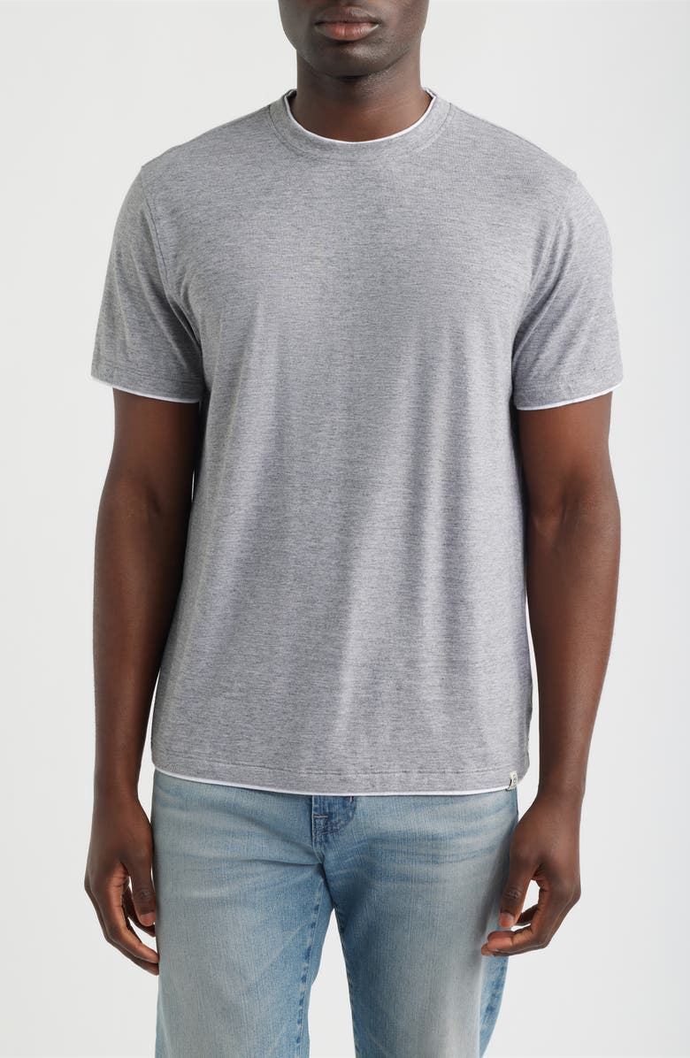 AG Como Double Layer Crewneck T-Shirt, Main, color, Heather Grey/True White