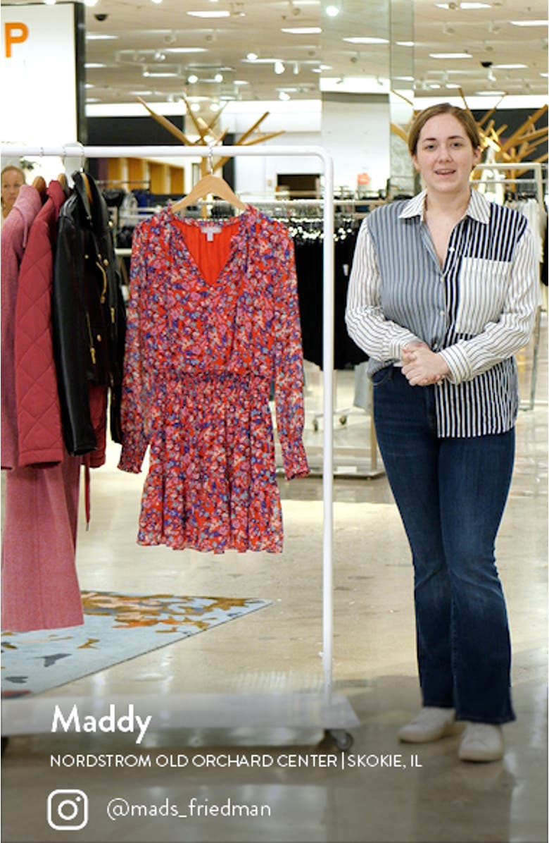 Floral Print Long Sleeve Chiffon Dress, sales video thumbnail