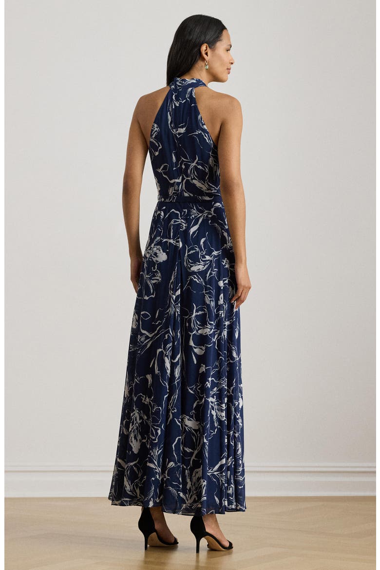 Lefora Floral Crinkle Georgette Maxi Dress, Alternate, color, NAVY BLUE/ WHITE