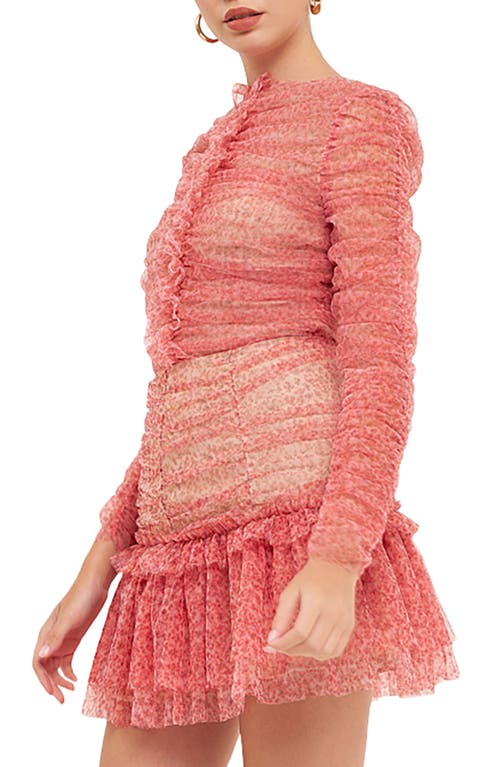 ENDLESS ROSE ENDLESS ROSE FLORAL PRINT RUFFLE TULLE TOP