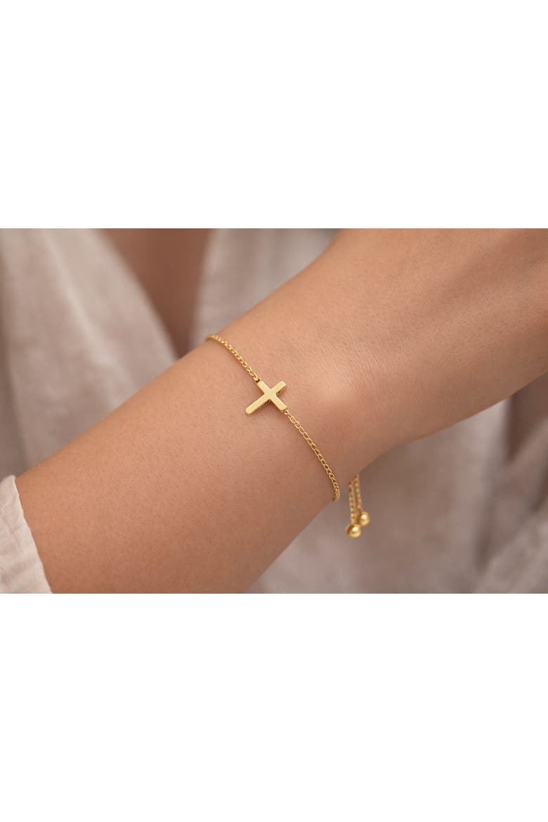 Gold-Tone Adjustable Cross Bracelet, Alternate, color, Gold