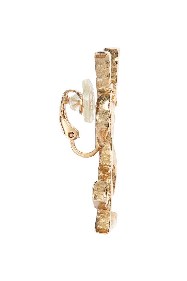 Hammered YSL Single Clip-On Earring, Alternate, color, BRASS GOLD