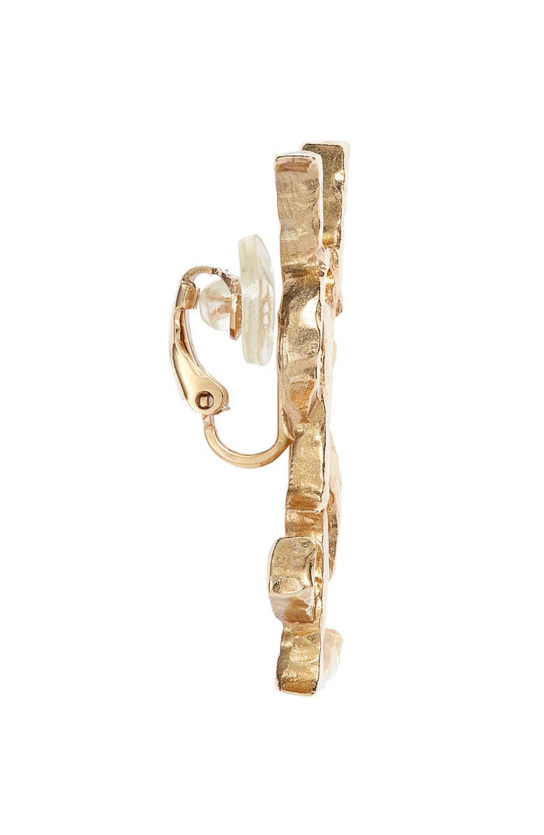 Saint Laurent Hammered YSL Single Clip-On Earring, Alternate, color, Brass Gold