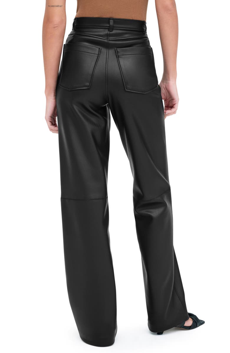 Marcella Julien High Waist Faux Leather Wide Leg Pants, Alternate, color, Black