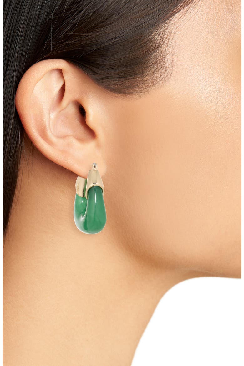 Statement Basket Hoop Earrings, Alternate, color, GREEN