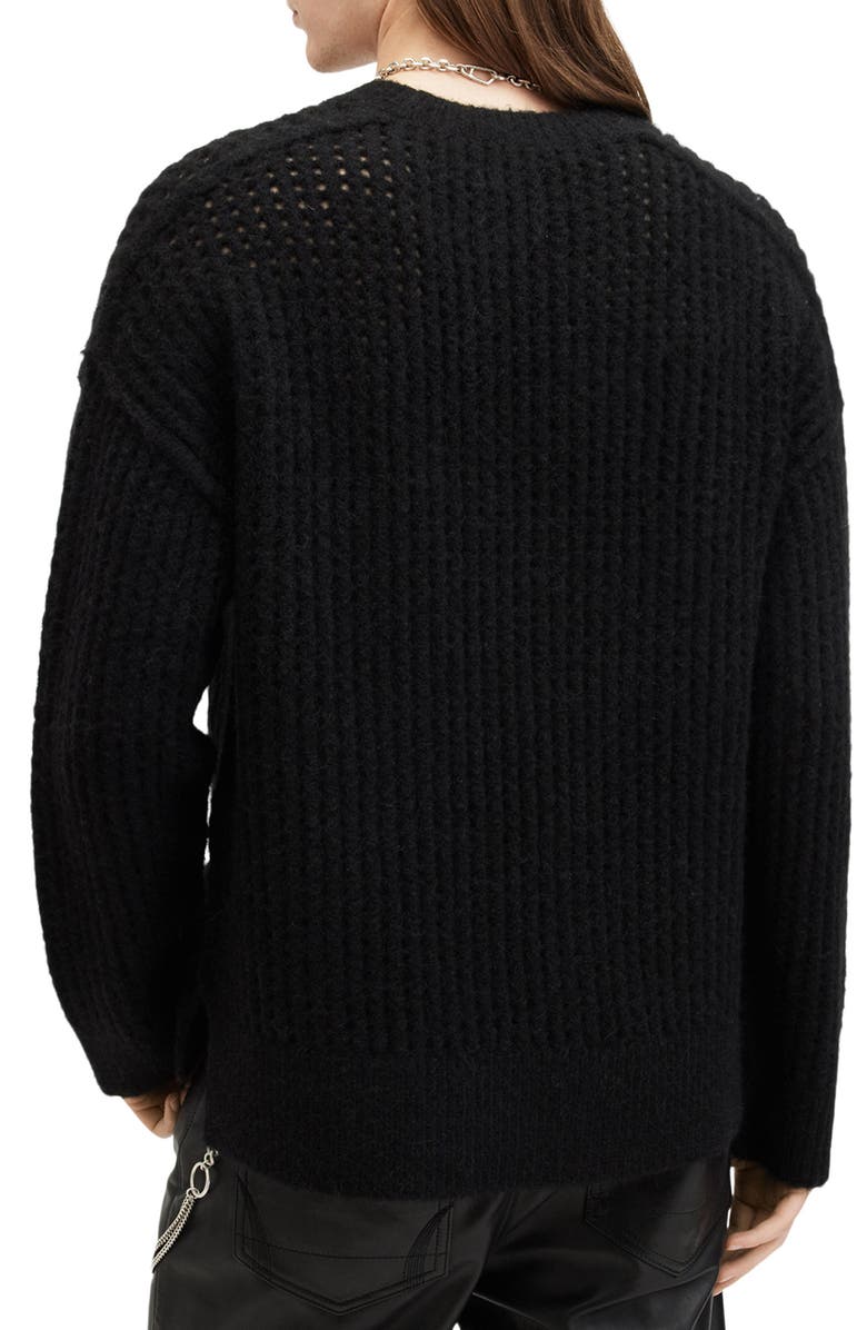 AllSaints Harlen Open Stitch Sweater, Alternate, color, Black