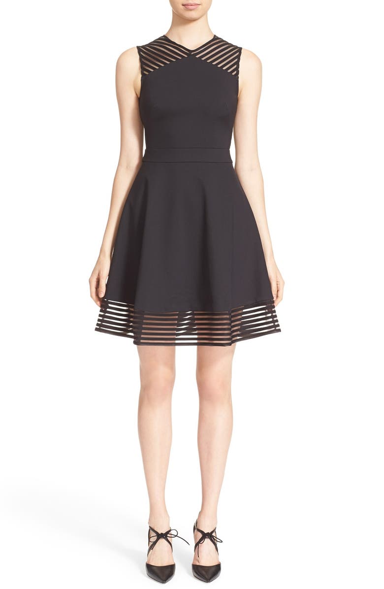 Ted Baker London 'Eleese' Mesh Detail Skater Dress, Main, color, 