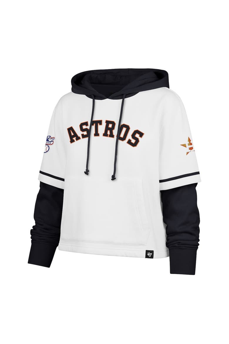 Women's '47 White Houston Astros Trifecta Shortstop Cropped Pullover Hoodie, Alternate, color, White
