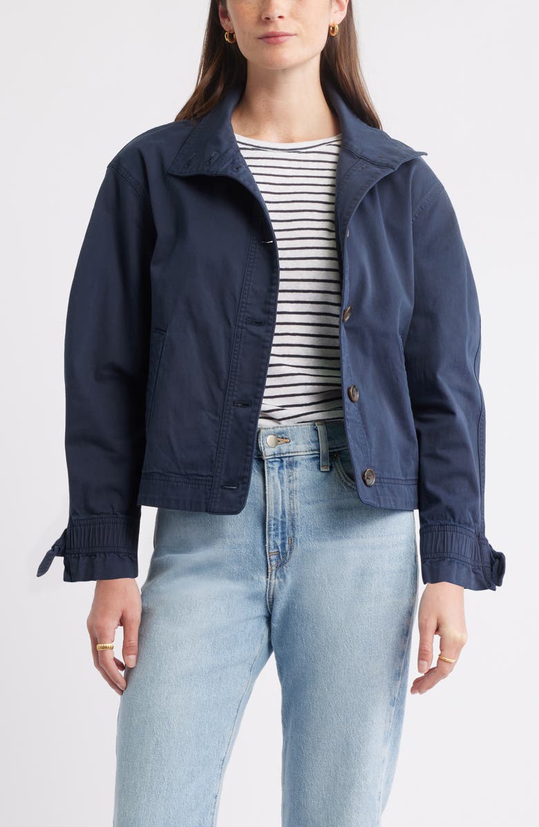 Caslon<sup>®</sup> Cotton Stretch Twill Swing Jacket, Main, color, Navy Still