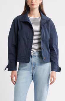 Caslon® Cotton Stretch Twill Swing Jacket