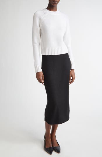 Raglan Sleeve Wool & Cashmere Crewneck Sweater