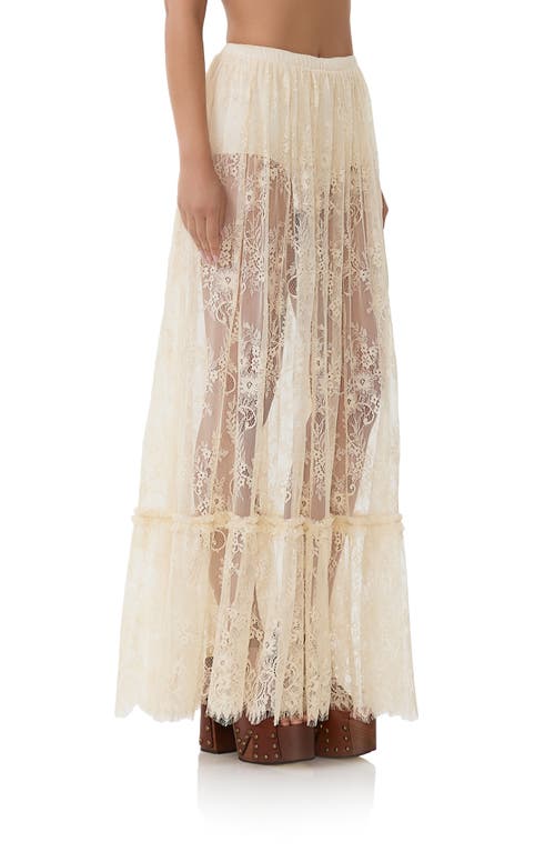 Shop Afrm Allegra Sheer Lace Maxi Skirt In Birch Lace