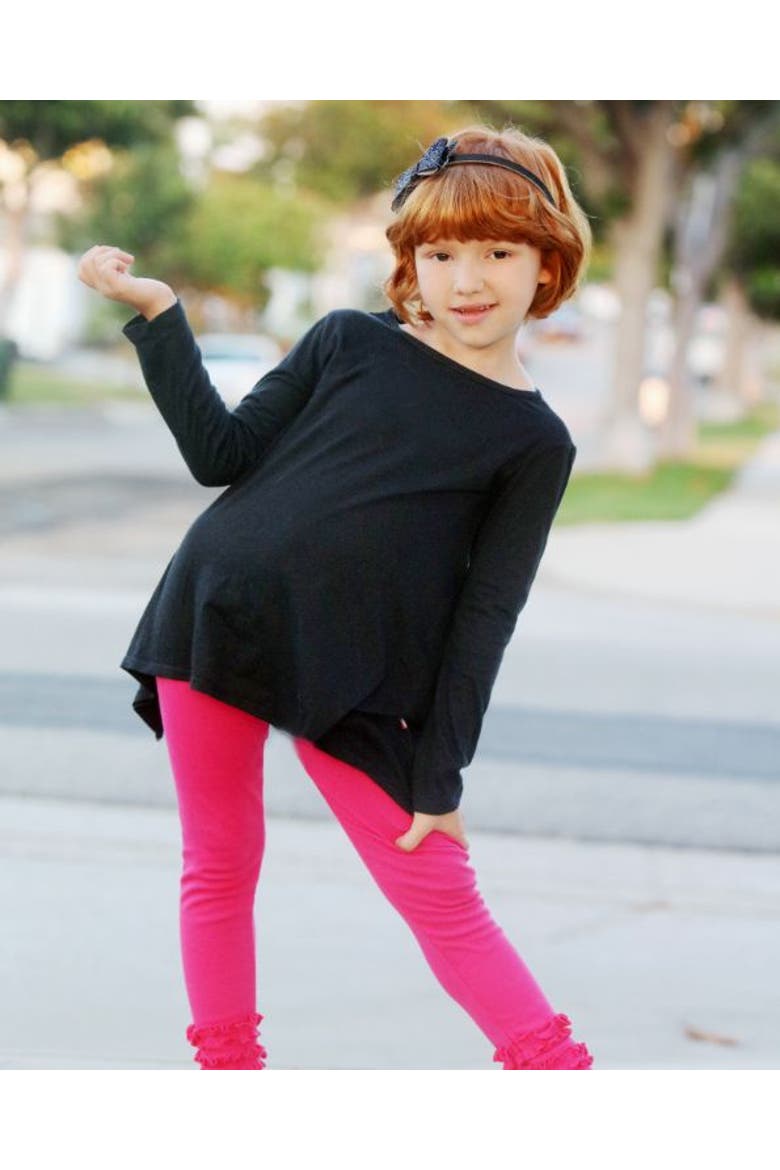 Baby Girls Long Sleeve 100% Cotton Soft Jersey Shark Bite Tunic, Alternate, color, Medium Pink