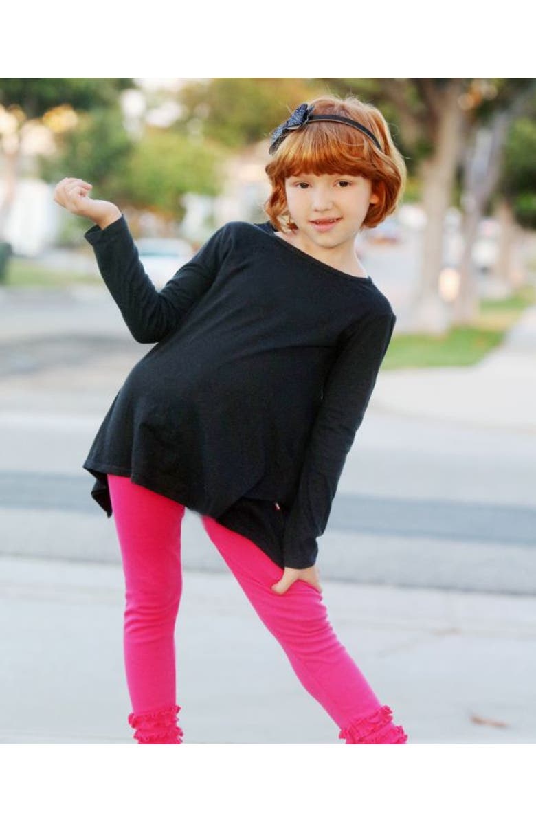 CITY THREADS Girls Long Sleeve Cotton Soft Jersey Shark Bite Tunic, Alternate, color, Forest Green