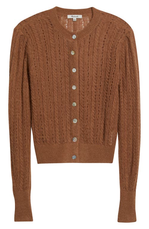 Madewell Pointelle Stitch Alpaca Blend Cardigan In Brown