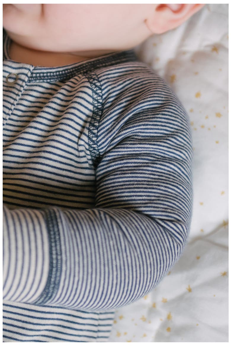 Stripes Away Raglan Sleeve Organic Cotton Romper, Alternate, color, INK