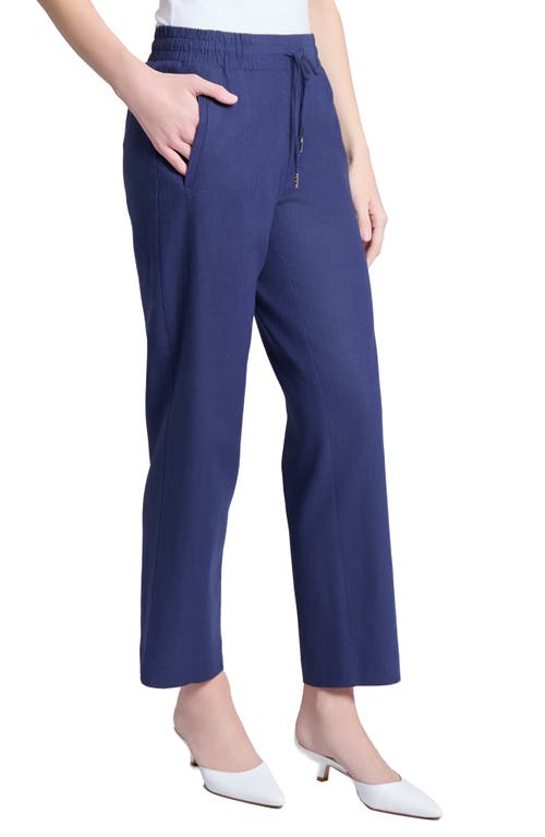 Jones New York Tie Waist Linen Blend Pants In Blue