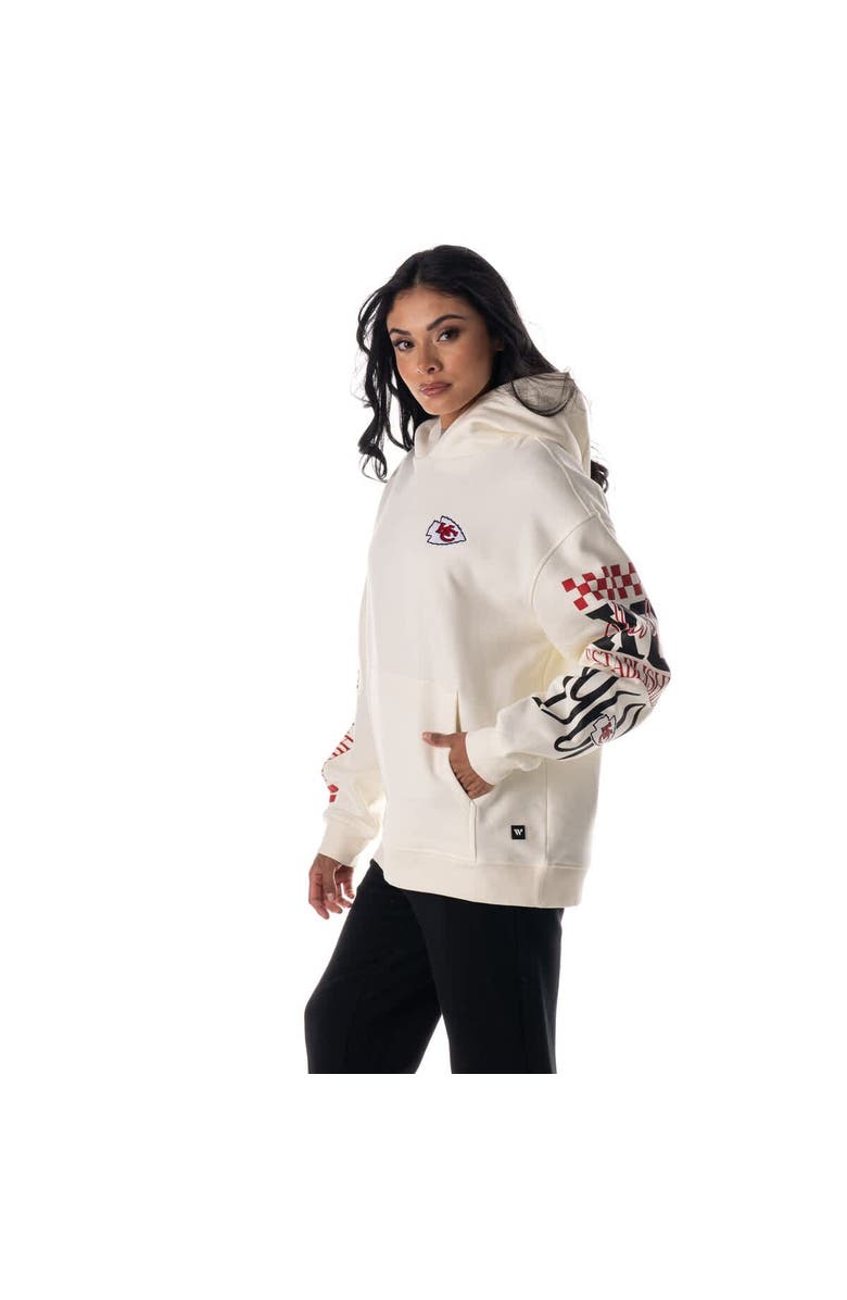 THE WILD COLLECTIVE Unisex The Wild Collective Cream Kansas City Chiefs Stacked Graphic Sleeve Fleece Hoodie, Alternate, color, Cream