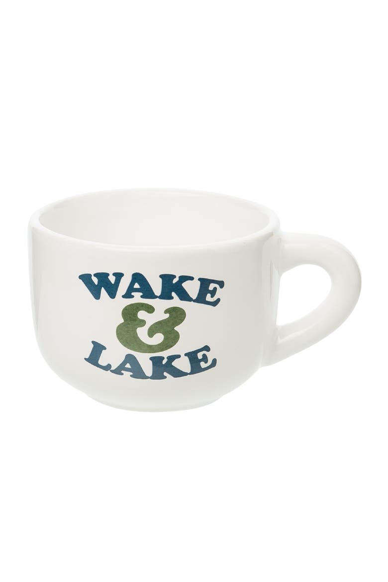Wake & Lake Large Cappuccino Mug Ceramic White 24 oz, Main, color, White